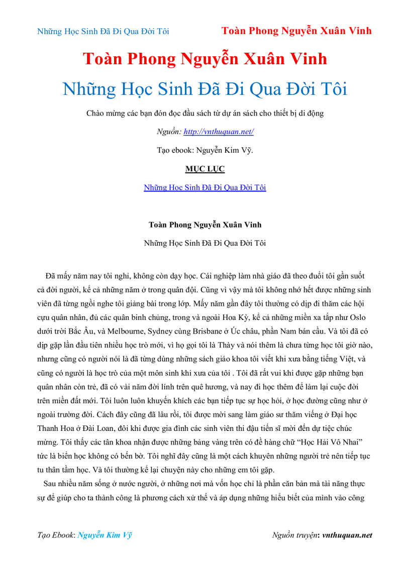 image for page Ebook Những Học Sinh Đã Đi Qua Đời Tôi Toàn Phong Nguyễn Xuân Vinh