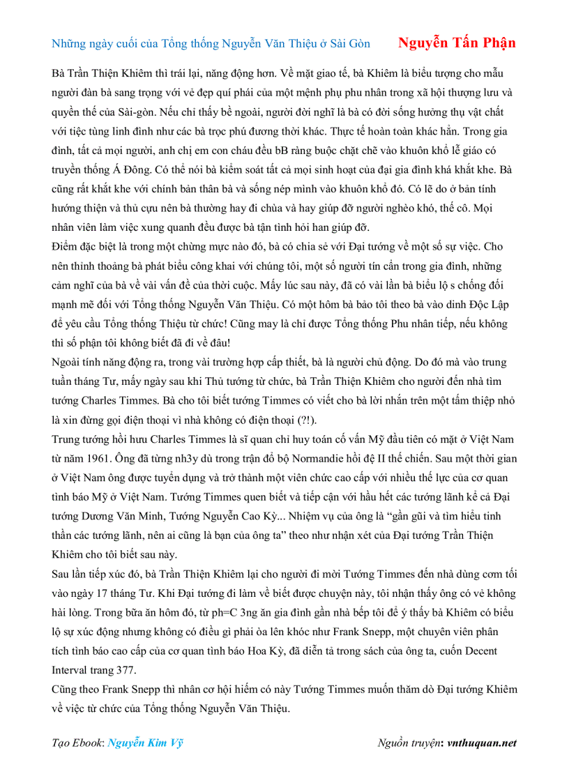 image for page Ebook Những ngày cuối của Tổng thống Nguyễn Văn Thiệu ở Sài Gòn Nguyễn Tấn Phận