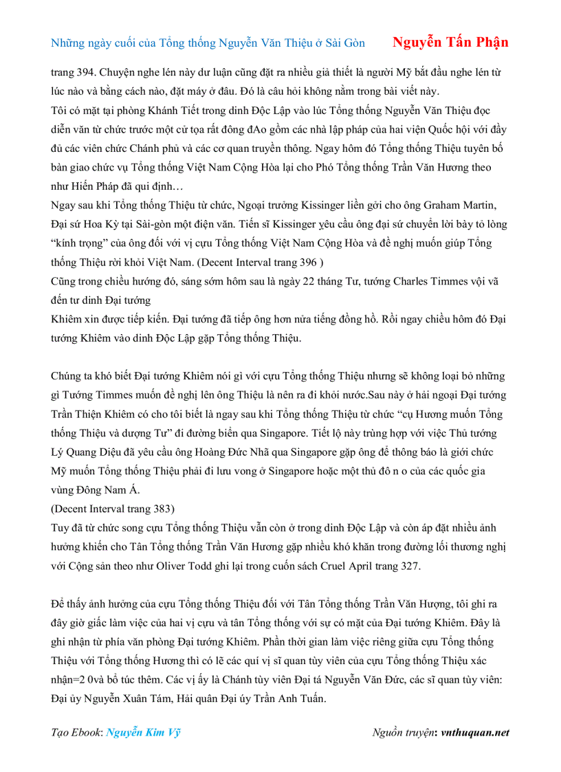 image for page Ebook Những ngày cuối của Tổng thống Nguyễn Văn Thiệu ở Sài Gòn Nguyễn Tấn Phận