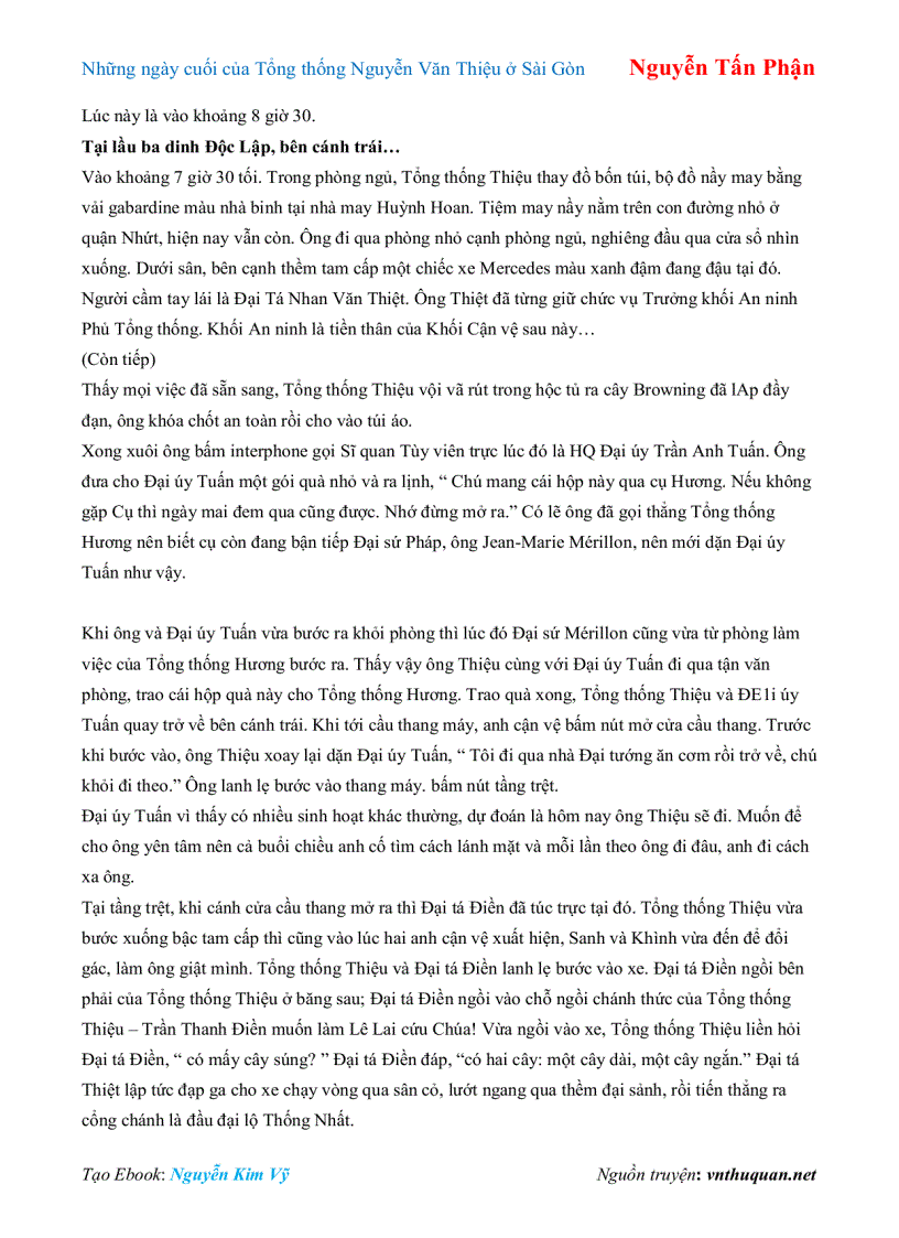 image for page Ebook Những ngày cuối của Tổng thống Nguyễn Văn Thiệu ở Sài Gòn Nguyễn Tấn Phận