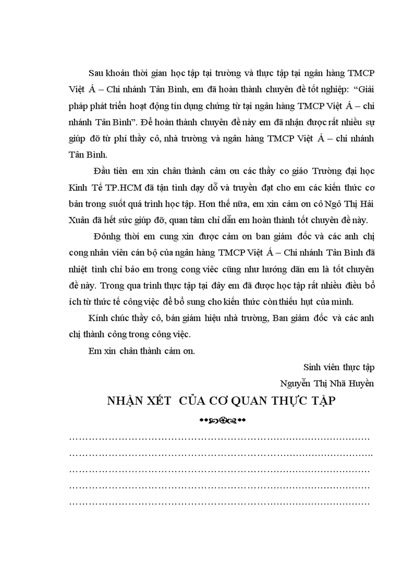 image for page Giải pháp phát triển hoạt động tín dụng chứng từ tại ngân hàng tmcp việt á chi nhánh tân bình 1