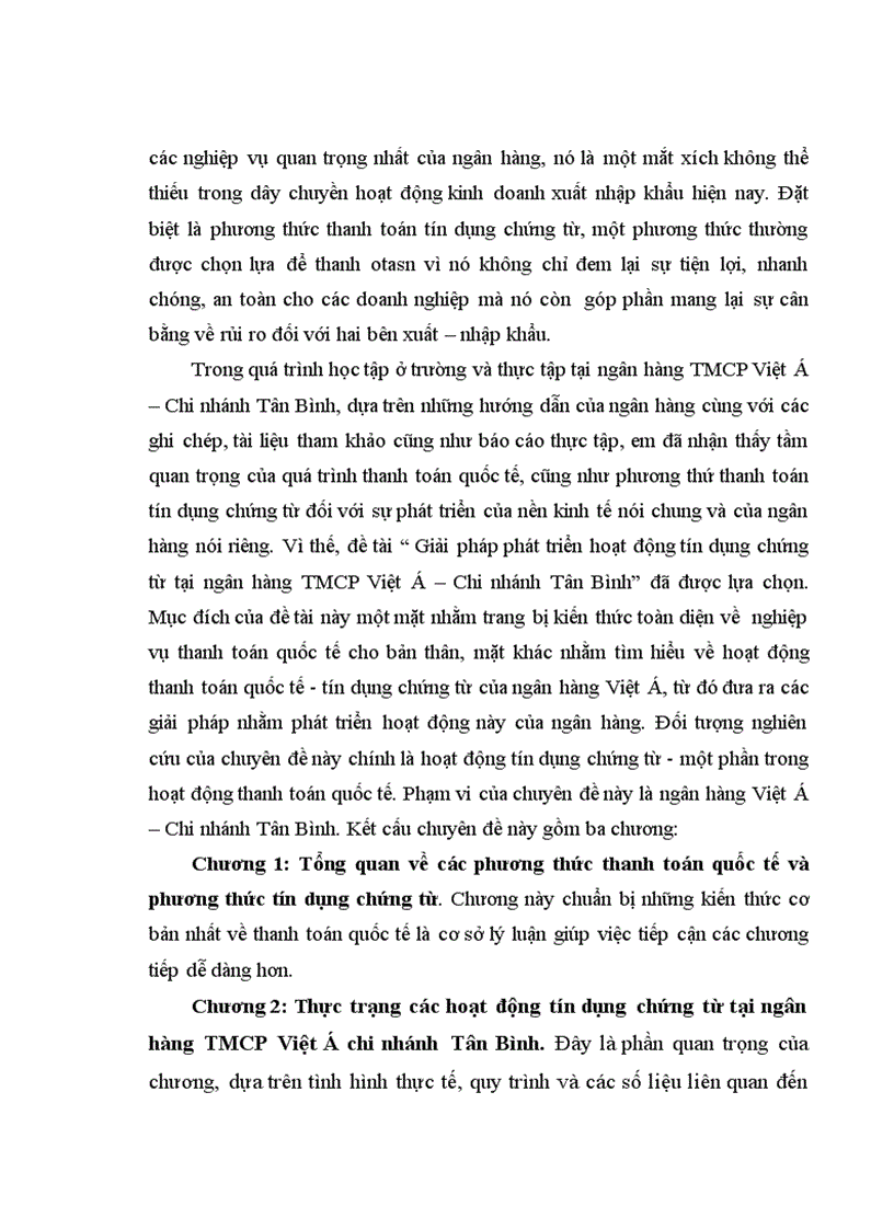 image for page Giải pháp phát triển hoạt động tín dụng chứng từ tại ngân hàng tmcp việt á chi nhánh tân bình 1