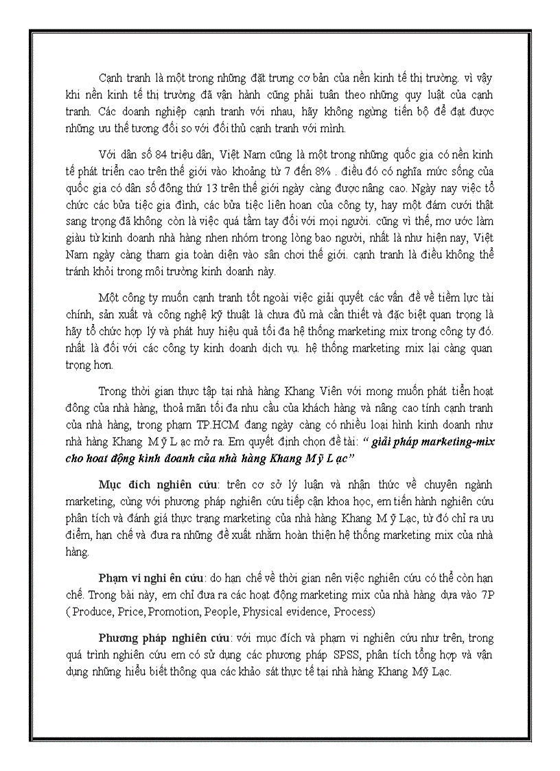 image for page Giải pháp marketing mix cho hoạt động kinh doanh của nhà hàng Khang Mỹ Lạc