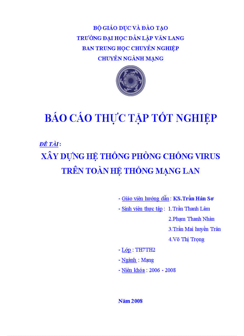 image for page Xây dựng hệ thống phòng chống virus trên toàn hệ thống mạng lan