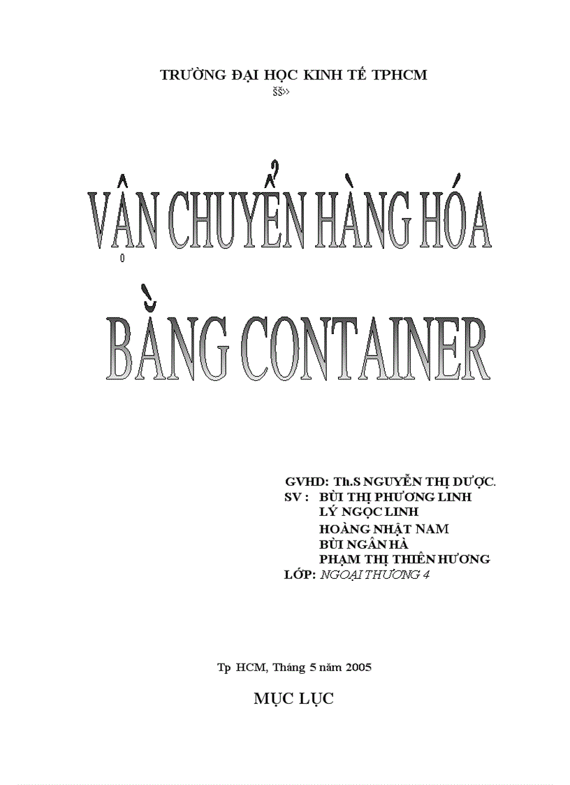 Vận chuyển hàng hoá bằng container