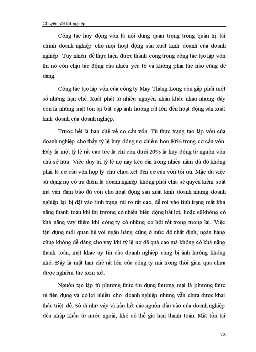 image for page Giải pháp chủ yếu tạo lập vốn cho hoạt động sản xuất kinh doanh ở Công ty cổ phần May Thăng Long