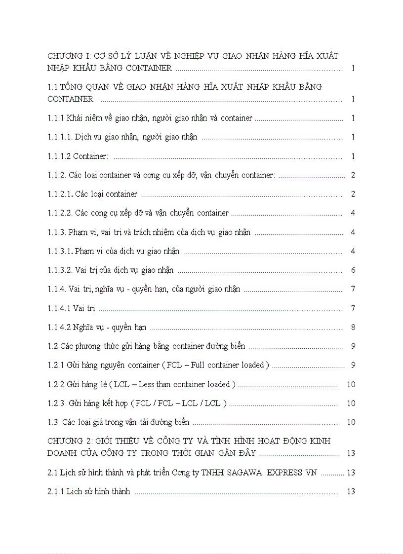 Một số giải pháp hoàn thiện dịch vụ giao nhận hàng xuất nhập khẩu cho khách hàng của công ty tnhh sagawa đối với hàng container