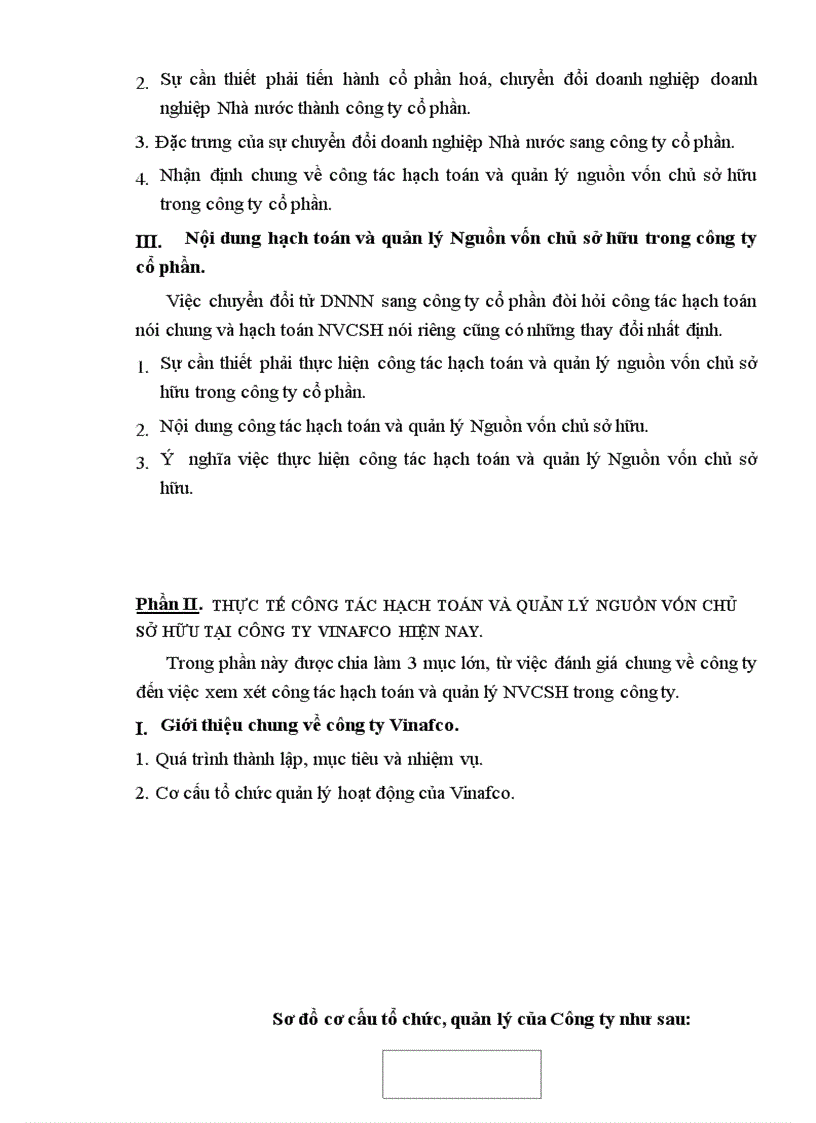 Phương hướng thực hiện công tác hạch toán và quản lý Nguồn vốn chủ sở hữu tại công ty Vinafco khi chuyển sang công ty cổ phần