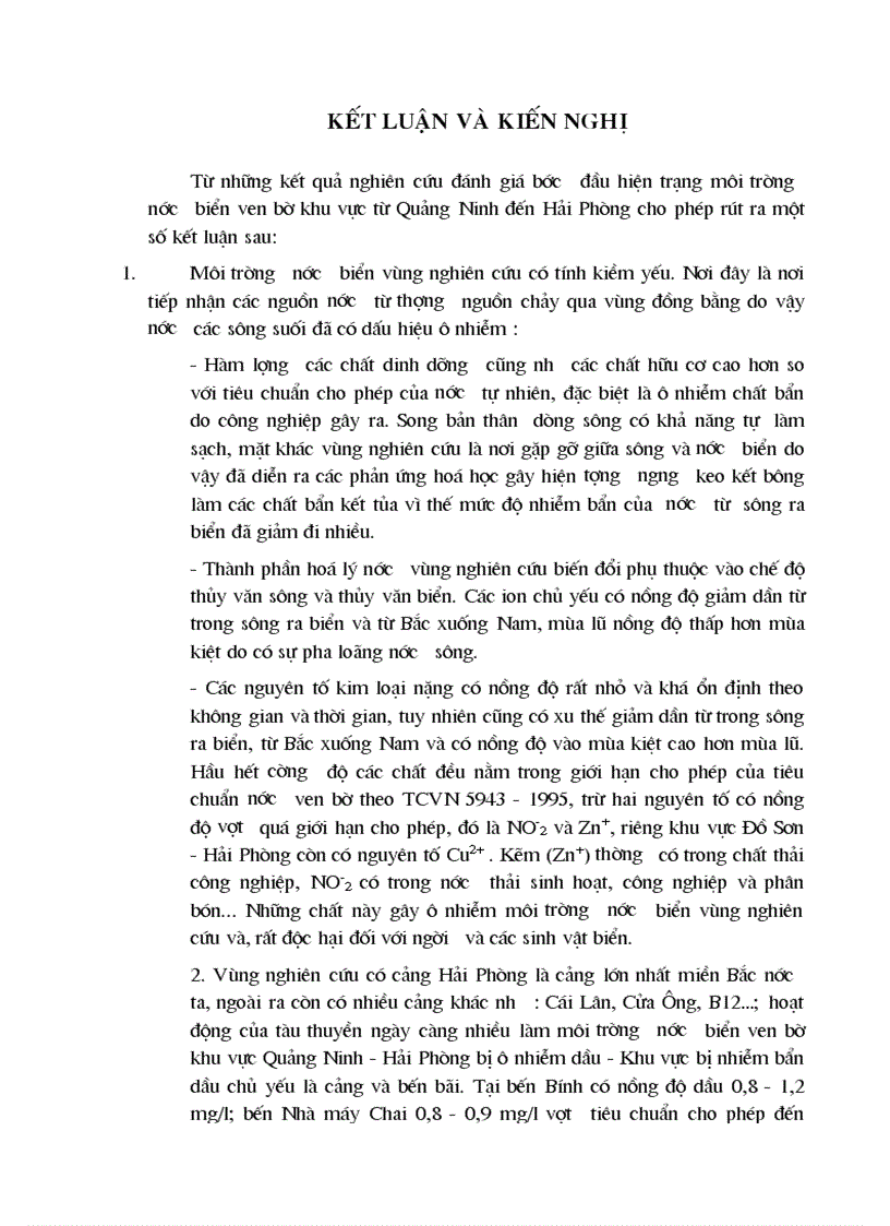 image for page Nghiên cứu đánh giá hiện trạng môi trường nước biển ven bờ khu vực từ Quảng Ninh đến cửa sông Thái Bình