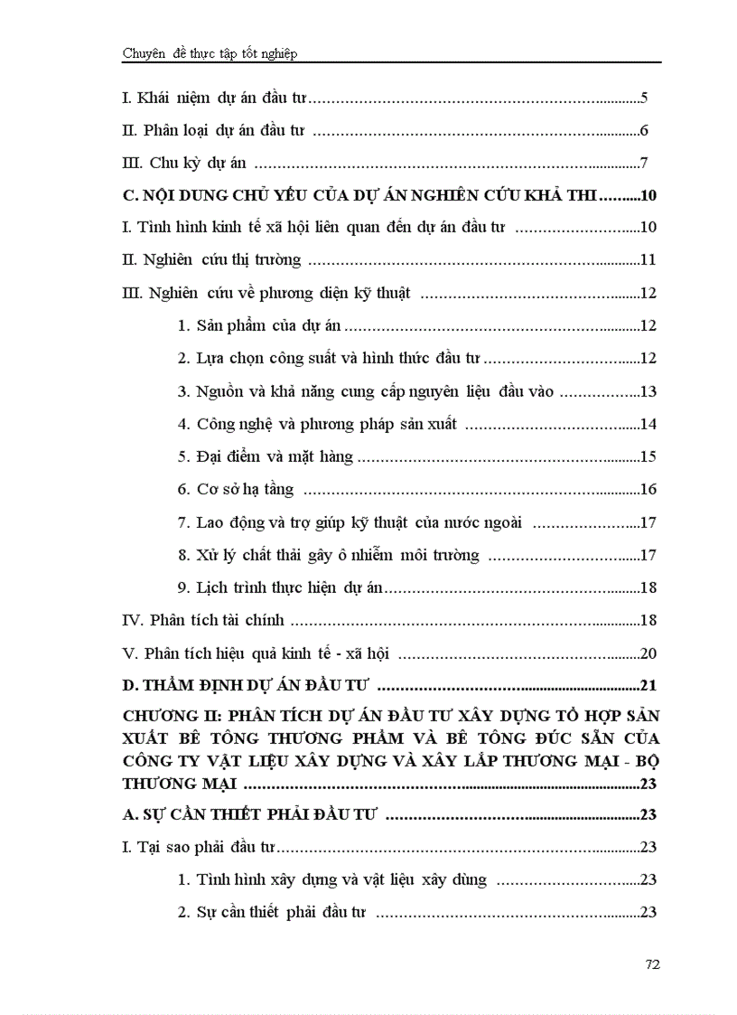image for page Phân tích dự án đầu tư xây dựng tổ hợp sản xuất bê tông thương phẩm và bê tông đúc sẵn của Công ty vật liệu xây dựng và xây lắp thương mại Bộ thương mại