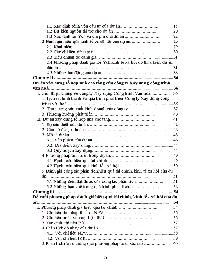 image for page Phương pháp đánh giá hiệu quả tài chính kinh tế xã hội của dự án xây dựng ứng dụng dự án xây dựng tổ hợp nhà cao tầng của Công ty Xây dựng Công trình Văn hoá