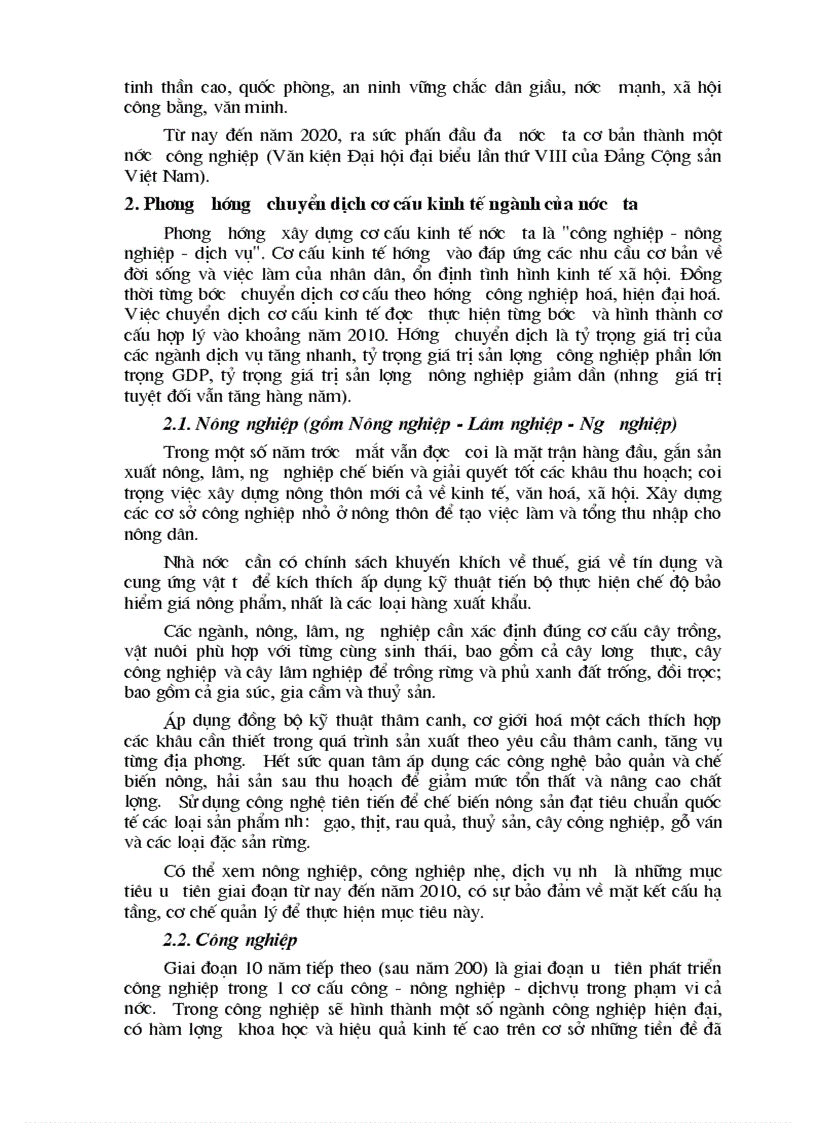 image for page Thực trạng phương hướng và biện pháp chủ yếu trong chuyển dịch cơ cấu kinh tế ngành ở Việt Nam