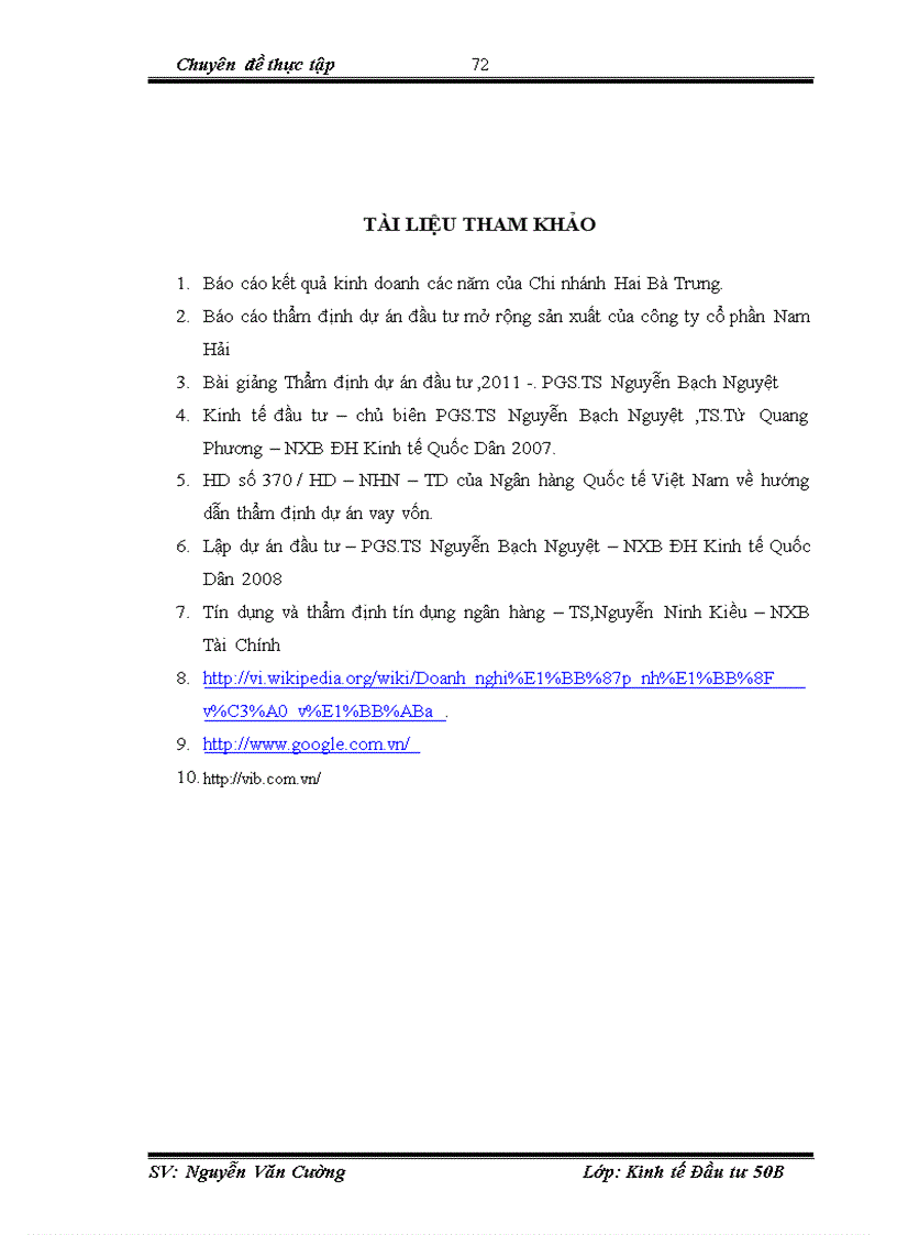 image for page Hoàn thiện công tác thẩm định trong dự án vay vốn của doanh nghiệp vừa và nhỏ tại Ngân hàng VIB Chi nhánh Hai Bà Trưng