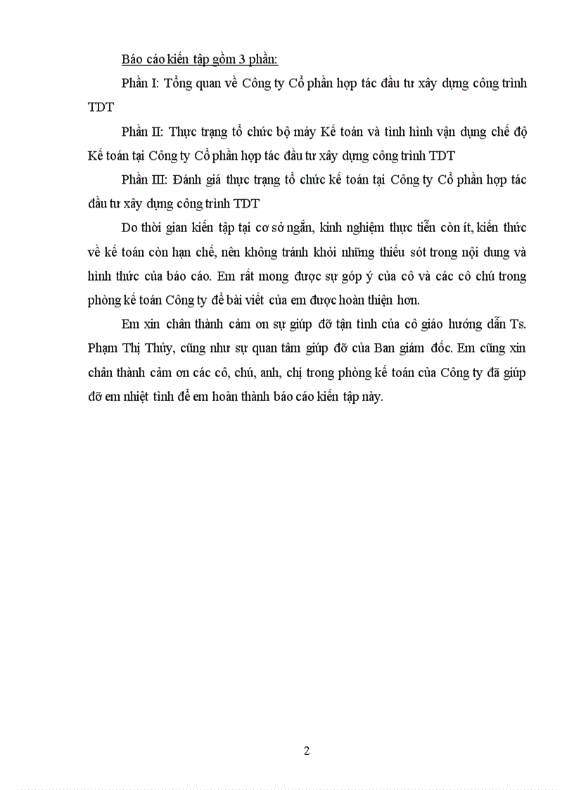 image for page Đánh giá thực trạng tổ chức kế toán tại Công ty Cổ phần hợp tác đầu tư xây dựng công trình TDT