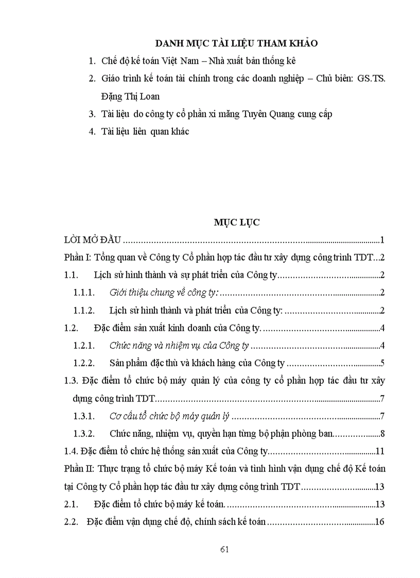 image for page Đánh giá thực trạng tổ chức kế toán tại Công ty Cổ phần hợp tác đầu tư xây dựng công trình TDT