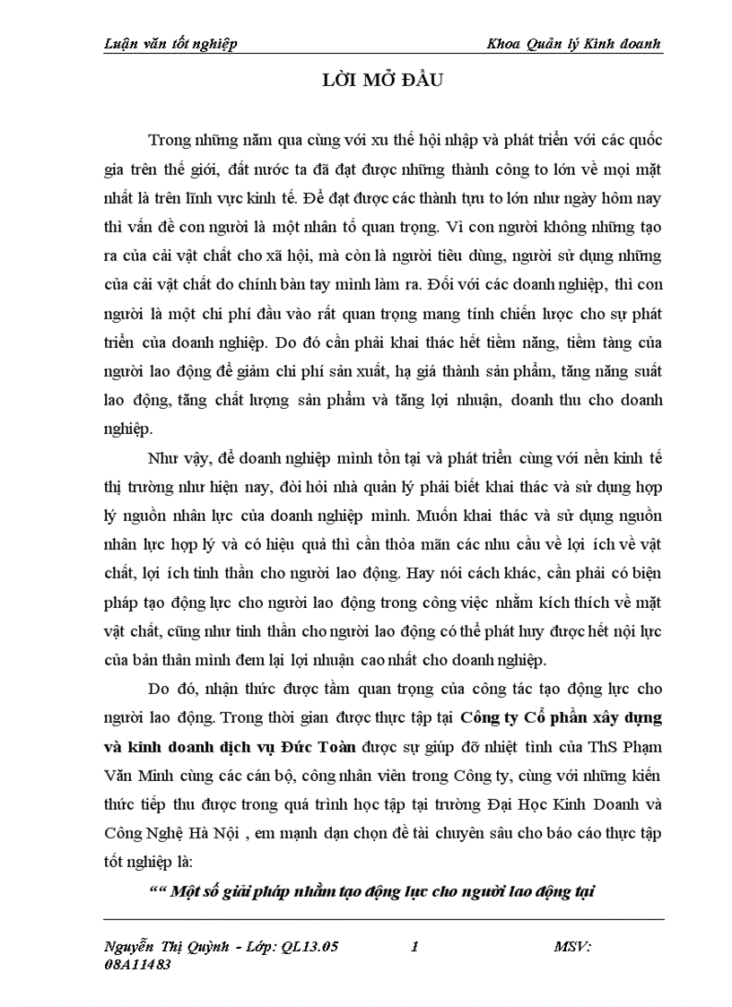 image for page Một số giải pháp nhằm tạo động lực cho người lao động tại Công ty Cổ phần xây dựng và kinh doanh dịch vụ Đức Toàn