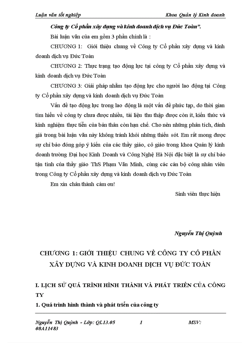 image for page Một số giải pháp nhằm tạo động lực cho người lao động tại Công ty Cổ phần xây dựng và kinh doanh dịch vụ Đức Toàn