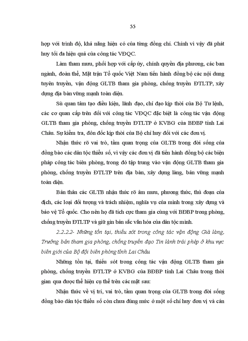 image for page Nâng cao hiệu quả vận động Già làng trưởng bản tham gia phòng chống truyền đạo tin lành trái phép ở khu vực biên giới của Bộ đội Biên phòng tỉnh Lai Châu