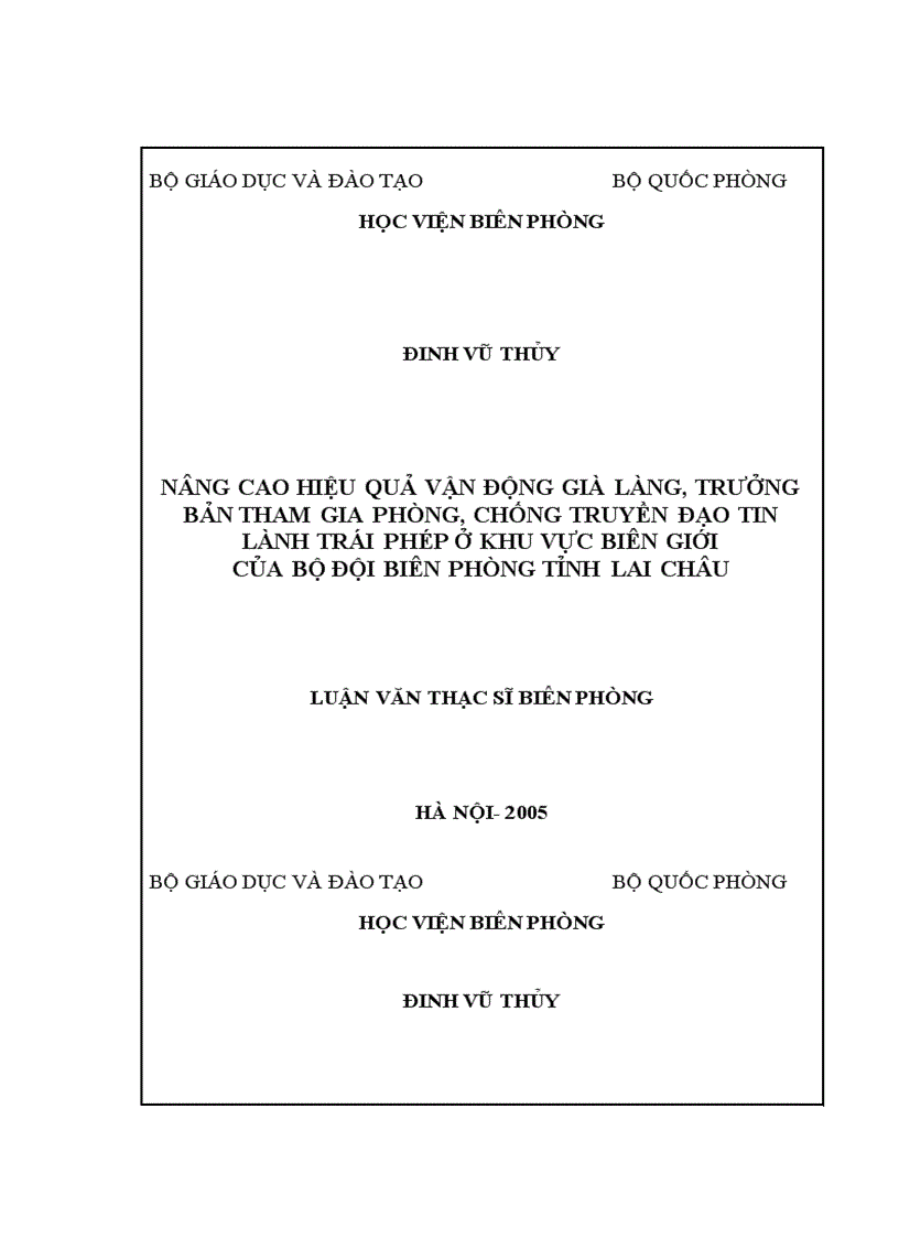 image for page Nâng cao hiệu quả vận động Già làng trưởng bản tham gia phòng chống truyền đạo tin lành trái phép ở khu vực biên giới của Bộ đội Biên phòng tỉnh Lai Châu 1