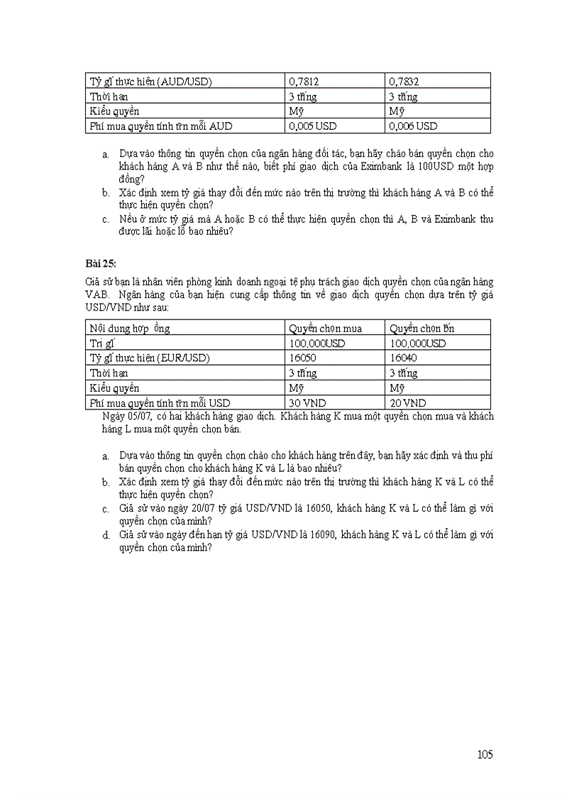 image for page Bài tập Chương 3 CÁC CÔNG CỤ TÀI CHÍNH PHÁI SINH TRÊN THỊ TRƯỜNG NGOẠI HỐI