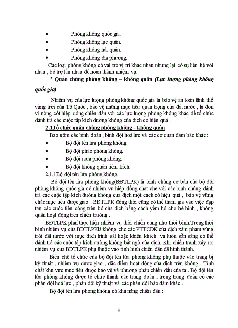 image for page Vai trò của quân chủng phòng không không quân trong chiến đấu đánh trả phương tiện tiến công đường không của địch