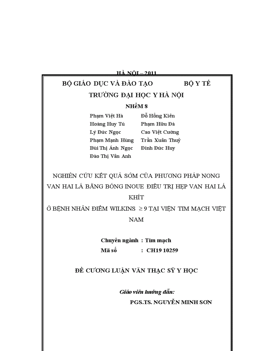 image for page Nghiên cứu kết quả sớm của phương pháp nong van hai lá bằng bóng inoue điều trị hẹp van hai lá khít ở bệnh nhân điểm wilkins 9 tại viện tim mạch việt nam