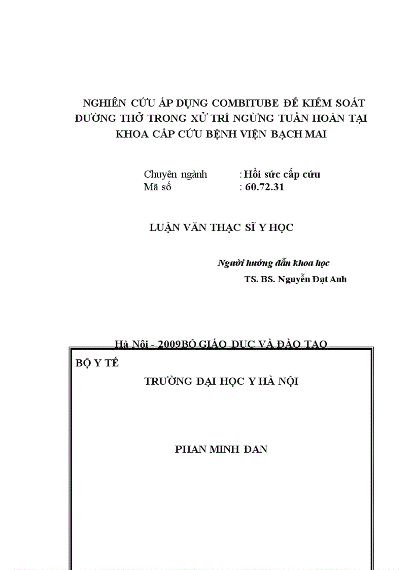 image for page Nghiên cứu áp dụng Combitube để kiểm soát đường thở trong xử trí ngừng tuần hoàn tại Khoa Cấp cứu Bệnh viện Bạch Mai