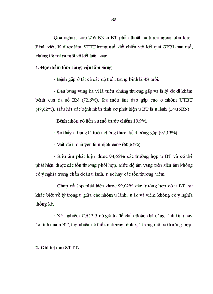 image for page Nhận xét đặc điểm lâm sàng cận lâm sàng và giá trị sinh thiết tức thì trong chẩn đoán u buồng trứng tại Bệnh viện K