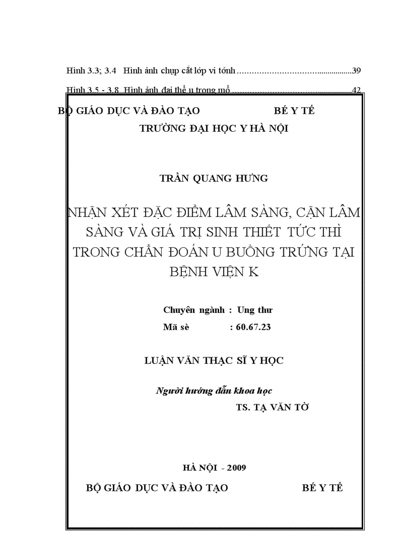 image for page Nhận xét đặc điểm lâm sàng cận lâm sàng và giá trị sinh thiết tức thì trong chẩn đoán u buồng trứng tại Bệnh viện K