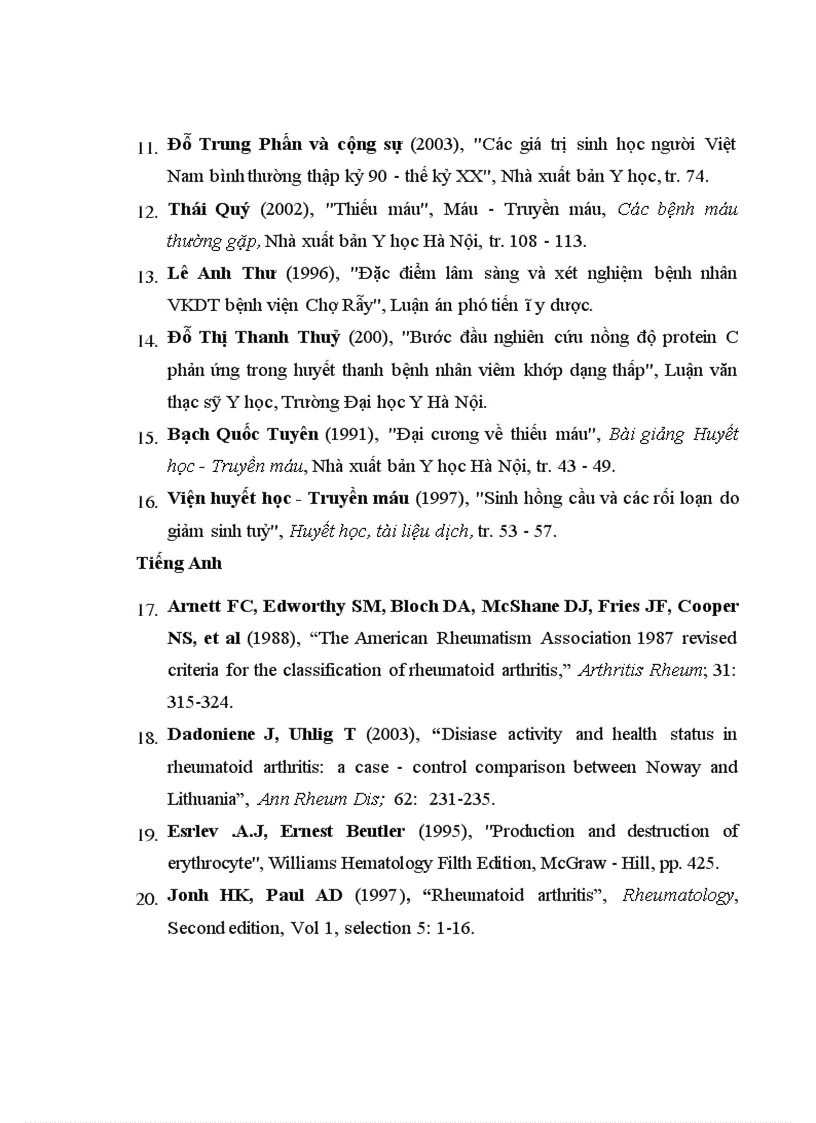 image for page Nghiên cứu đặc điểm của hội chứng thiếu máu và một số yếu tố liên quan trong bệnh viêm khớp dạng thấp