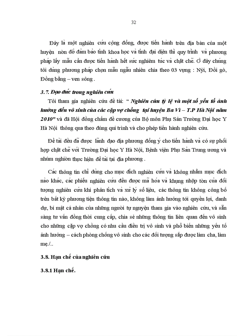 image for page Nghiên cứu tỷ lệ và một số yếu tố ảnh hưởng đến vô sinh của các cặp vợ chồng trong độ tuổi sinh đẻ tại huyện Ba Vì từ tháng 4 2010 đến tháng 9 2010