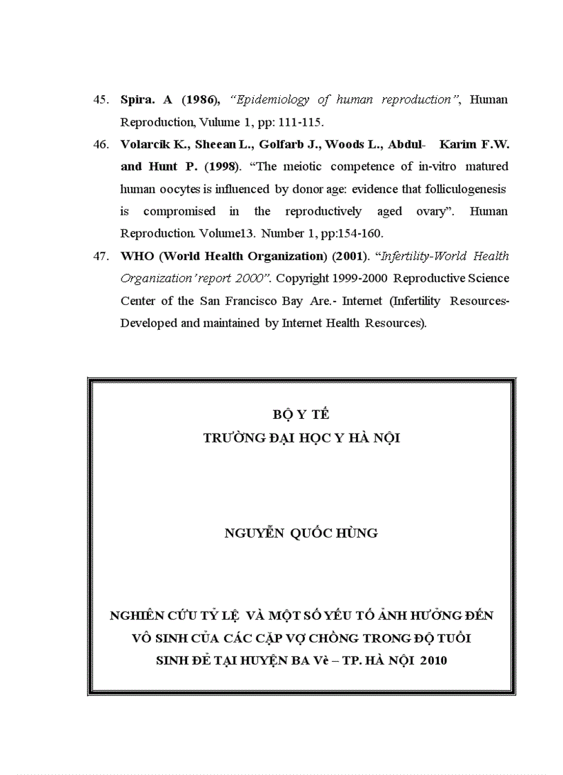 image for page Xác định tỷ lệ và một số yếu tố ảnh hưởng đến vô sinh của các cặp vợ chồng trong độ tuổi sinh đẻ tại huyện Ba Vì từ tháng 4 2010 đến tháng 9 2010