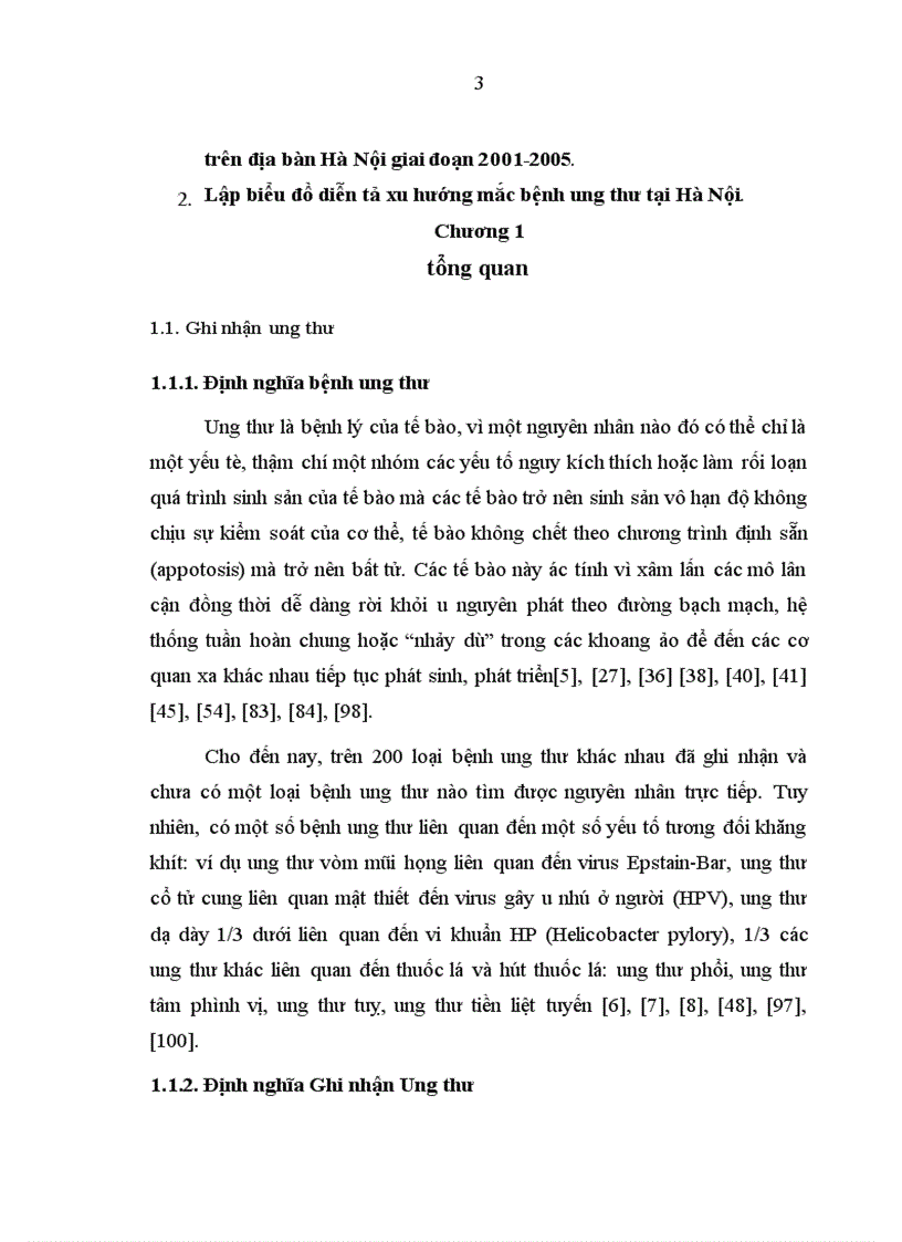 Đặc điểm dịch tễ học mô tả ung thư cộng đồng dân cư Hà Nội giai đoạn 2001 2005