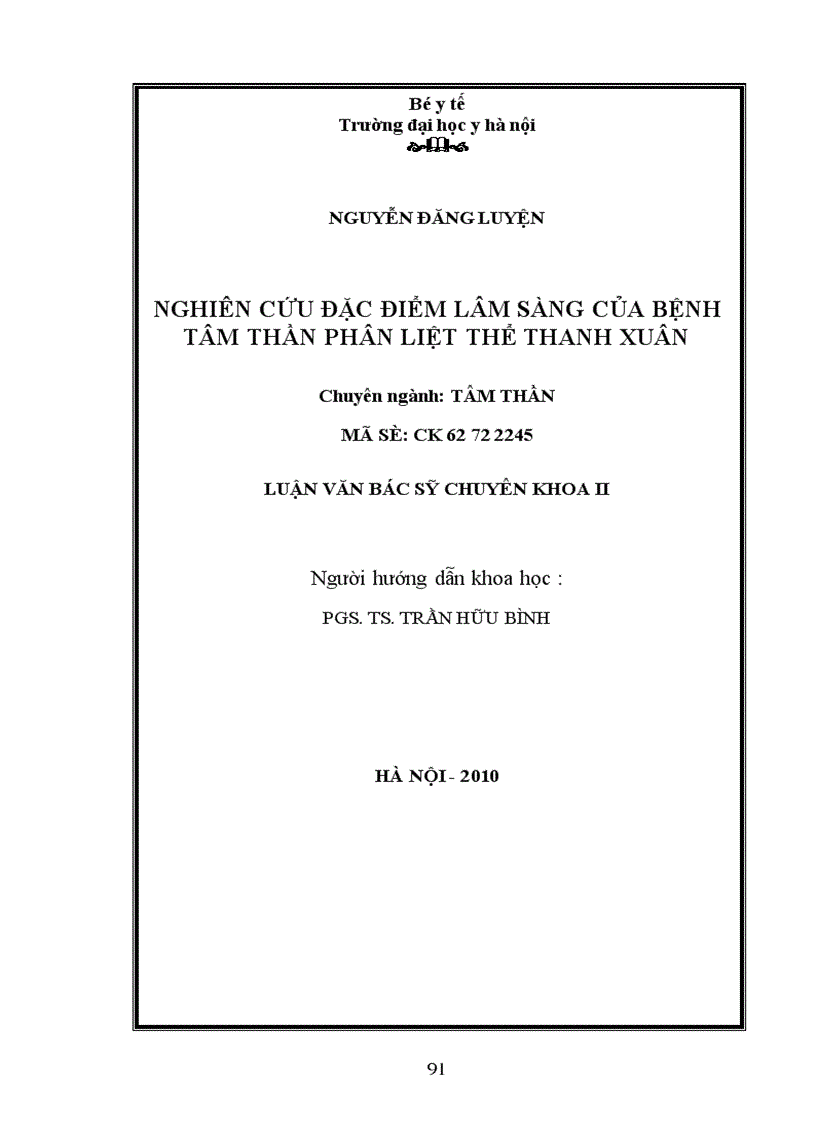 image for page Nghiên cứu đặc điểm lâm sàng của bệnh tâm thần phân liệt thể Thanh Xuân 1