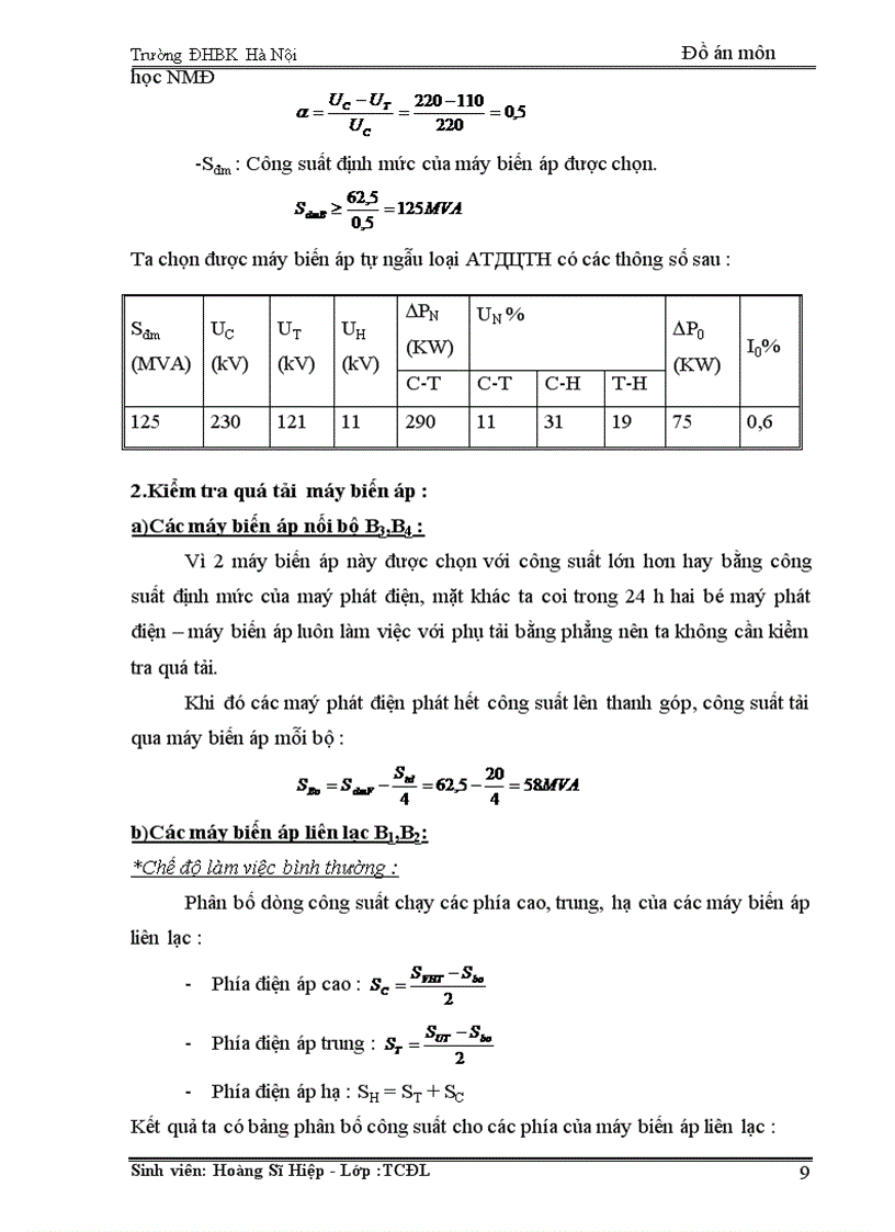 image for page Tính toán phụ tải và cân bằng công suất