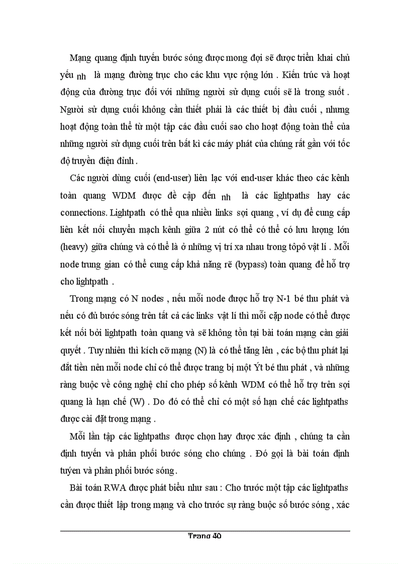 image for page Phân loại và ứng dụng bài toán RWA trong phân bổ và quản lý lightpath