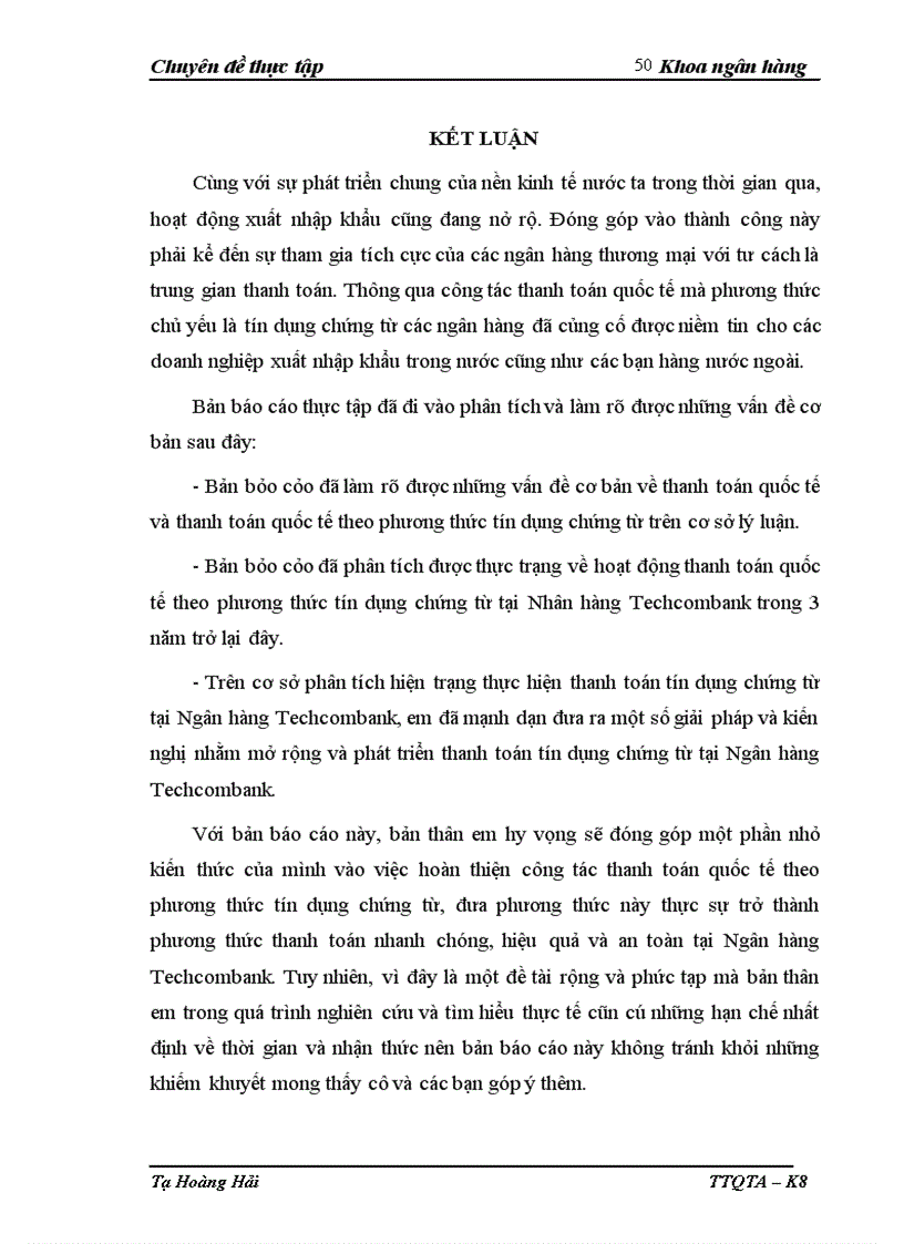 image for page Phát triển nghiệp vụ thanh toán quốc tế theo phương thức tín dụng chứng từ tại Ngân hàng Techcombank