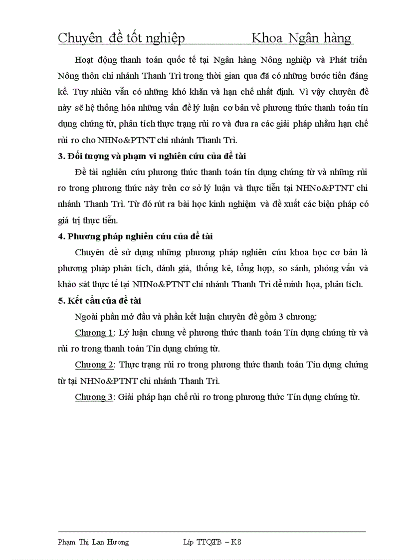 image for page Rủi ro trong phương thức thanh toán tín dụng chứng từ tại Ngân hàng Nông Nghiệp và Phát triển Nông thôn chi nhánh Thanh trì