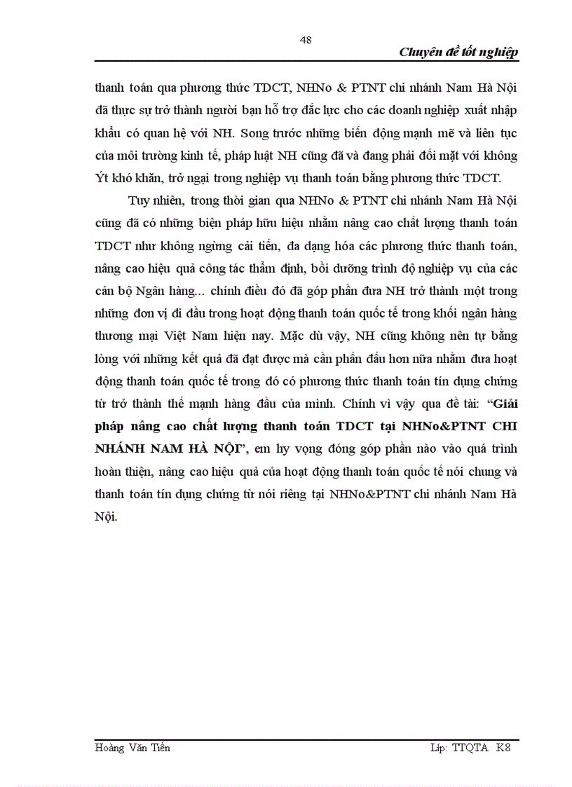 image for page Giải pháp nâng cao chất lượng thanh toán tín dụng chứng từ tại NHNo PTNT chi nhánh Nam Hà Nội