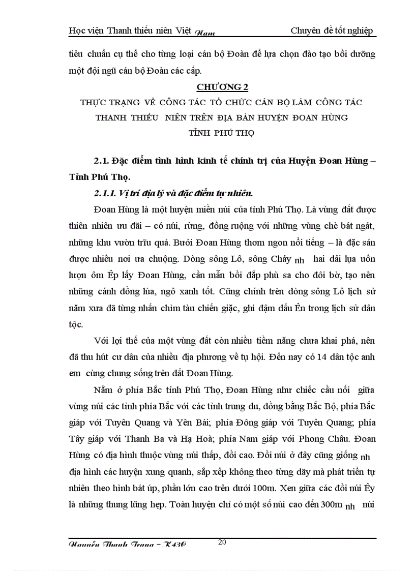 image for page Thực trạng và một số giải pháp nhằm nâng cao chất lượng đội ngũ cán bộ Đoàn trên địa bàn Huyện Đoan Hùng tỉnh Phú Thọ