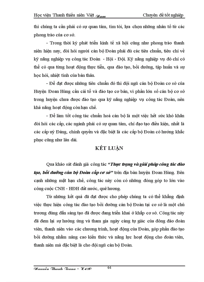 image for page Thực trạng và một số giải pháp nhằm nâng cao chất lượng đội ngũ cán bộ Đoàn trên địa bàn Huyện Đoan Hùng tỉnh Phú Thọ