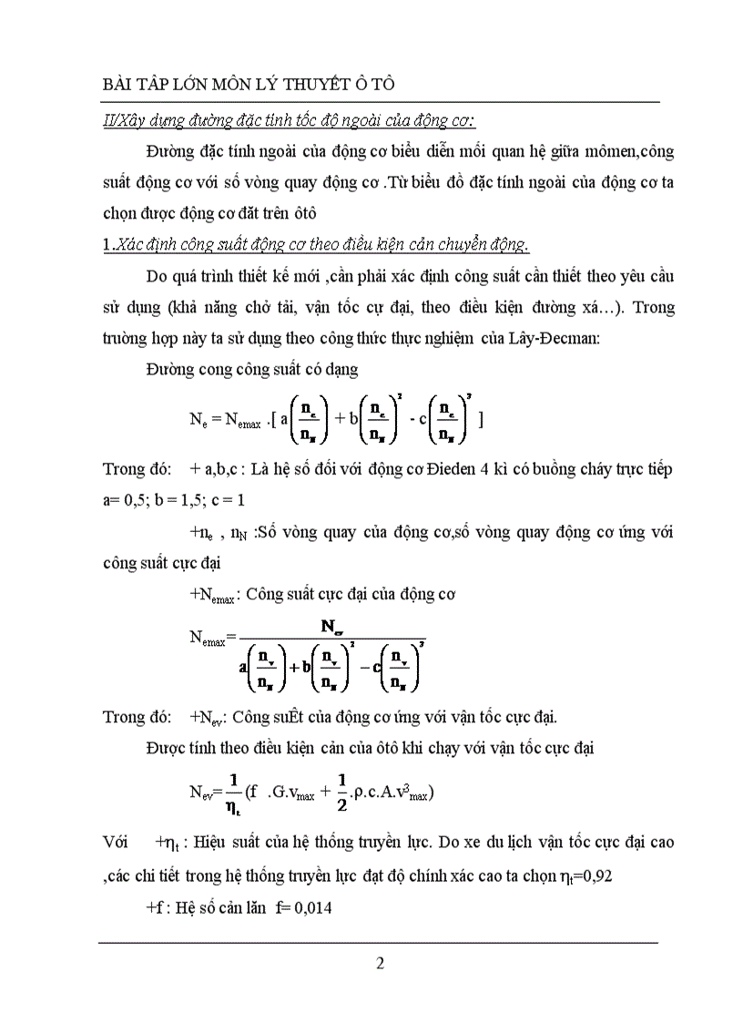 image for page Xây dựng đồ thị các chỉ tiêu động lực học của ô tô