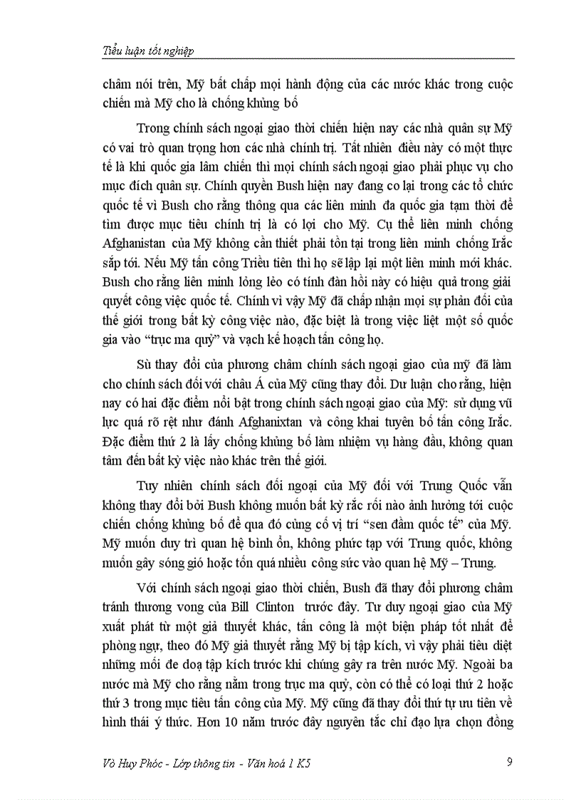 Chính sách đối ngoại của Mỹ sau sự kiện ngày 11 9 được phản ánh qua báo chí