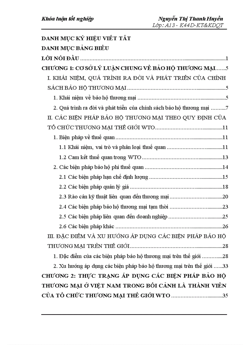 Bảo hộ thương mại trong bối cảnh Việt Nam là thành viên của WTO thực trạng và giải pháp