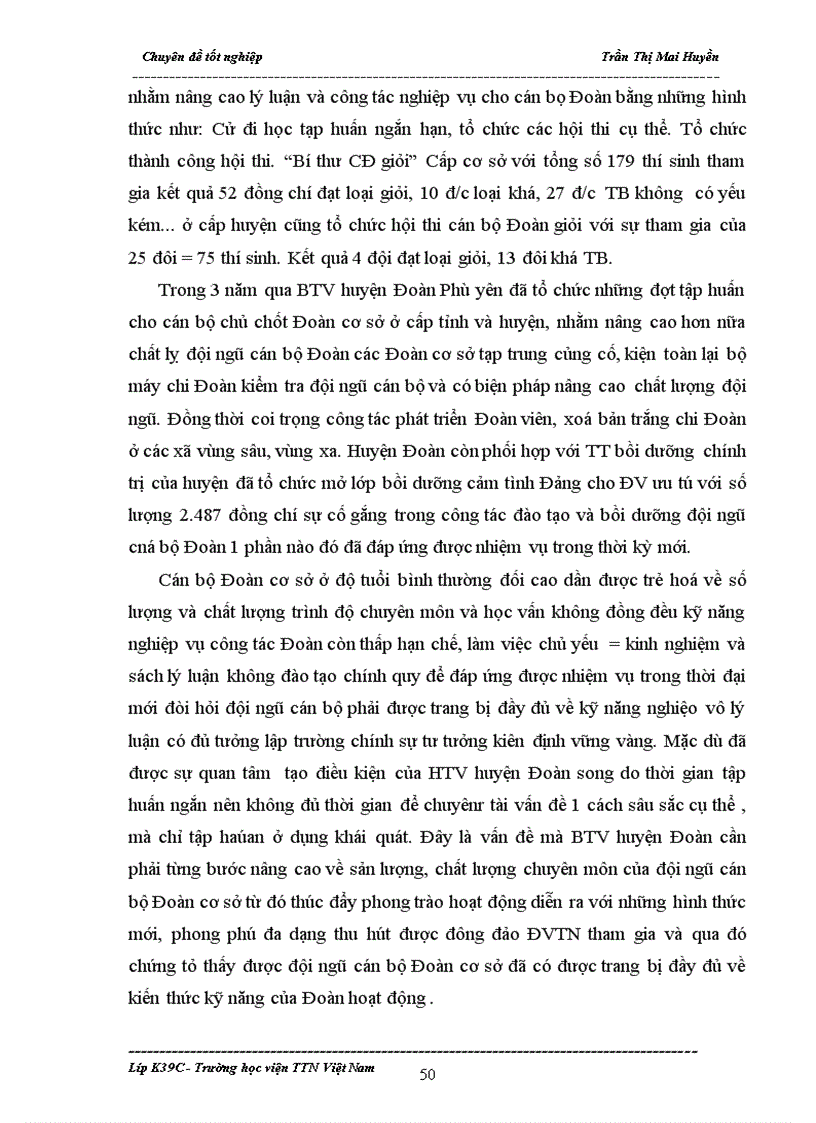 image for page Thực trạng và các giải pháp nhằm nâng cao chất lượng đội ngũ cán bộ Đoàn cơ sở trên địa bàn huyện Phù Yên Tỉnh Sơn La