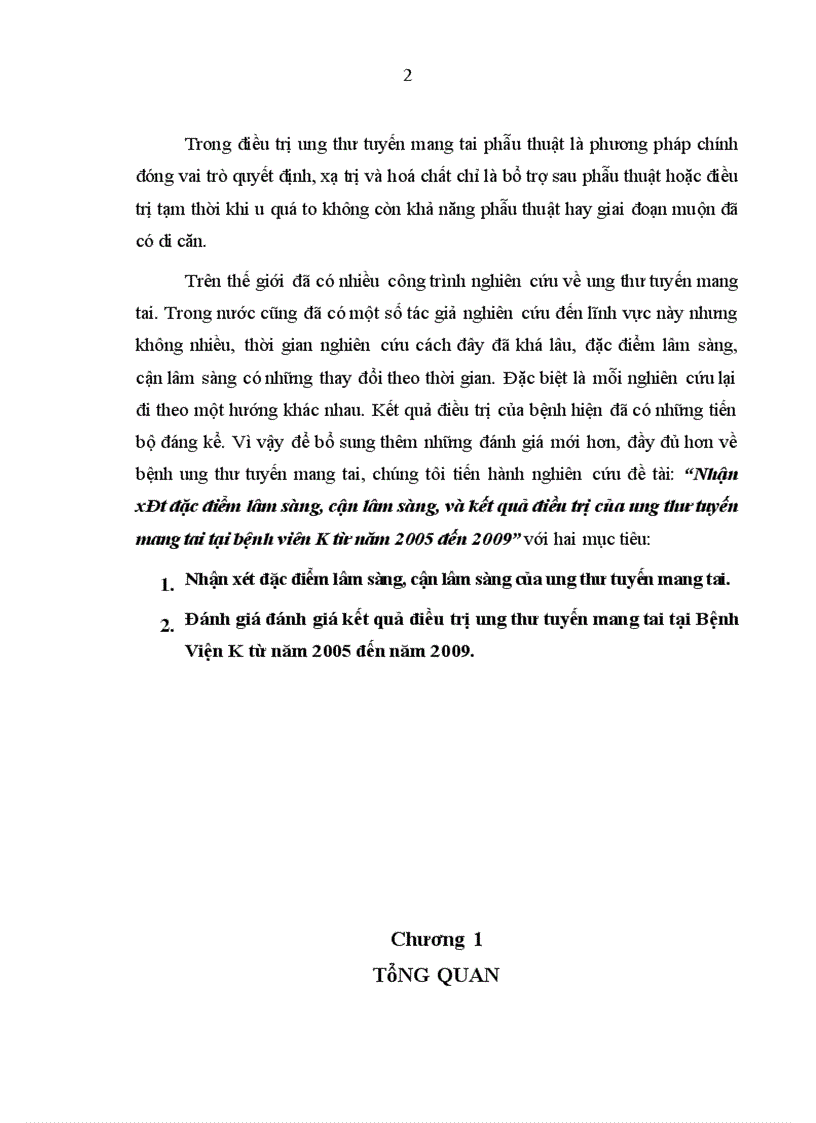 image for page Nhận xét đặc điểm lâm sàng cận lâm sàng và kết quả điều trị của ung thư tuyến mang tai tại bệnh viên k từ năm 2005 đến 2009