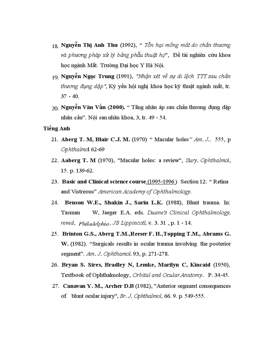 image for page Đặc điểm lâm sàng và kết quả điều trị ban đầu chấn thương đụng dập nhãn cầu tại Bệnh viện mắt Tung ương từ 2003 đến 2007