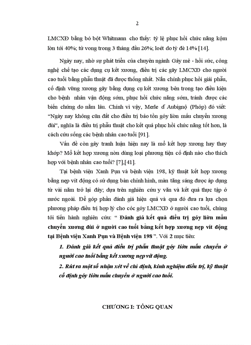 Đánh giá kết quả điều trị gãy liên mấu chuyển xương đùi ở người cao tuổi bằng kết hợp xương nẹp vít động tại Bệnh viện Xanh Pôn và Bệnh viện 198 5