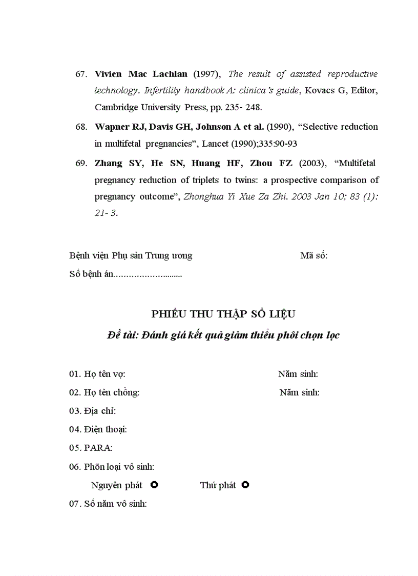 image for page Đánh giá kết quả giảm thiểu phôi chọn lọc tại Bệnh viện Phụ sản Trung ương từ 01 01 2004 đến 31 12 2008 3