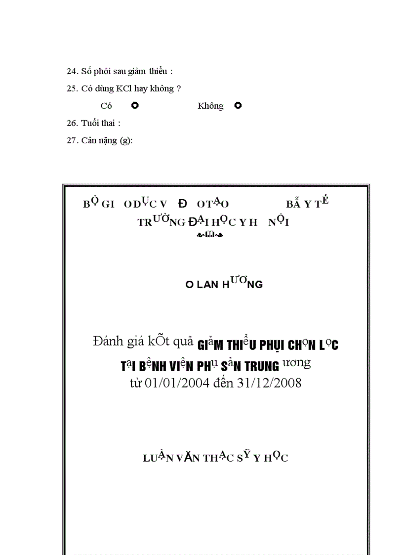 image for page Đánh giá kết quả giảm thiểu phôi chọn lọc tại Bệnh viện Phụ sản Trung ương từ 01 01 2004 đến 31 12 2008 3